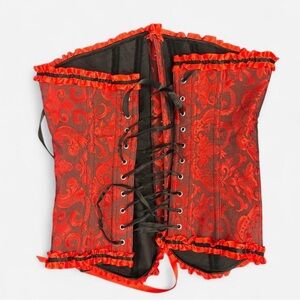 Red and Black Lace-Up Corset